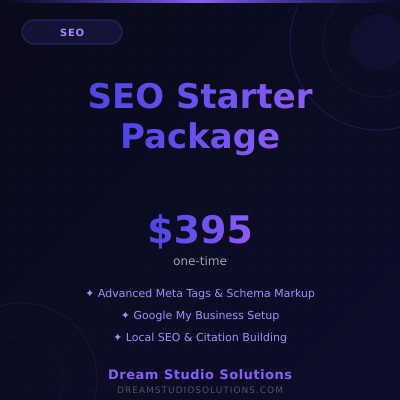 SEO Starter Package - Enhanced SEO foundation for better visibility - Available from Dream Studio Solutions