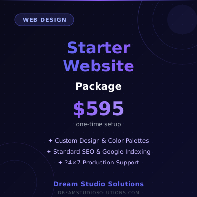 Starter Website Package - Perfect for small businesses getting started online - Available from Dream Studio Solutions